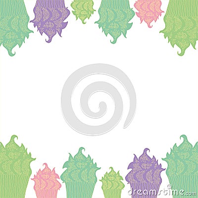 Colored muffin pattern for cards, invitation, menu Vector Illustration