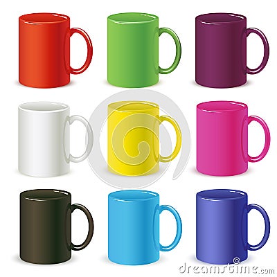 Colored mugs Vector Illustration