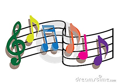 Colored music notes Vector Illustration