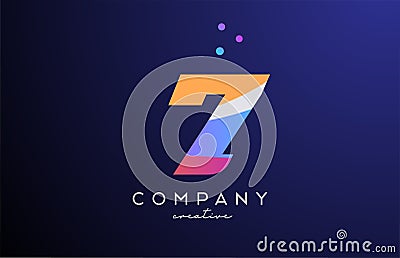 colored number 7 logo icon with dots. Yellow blue pink template design for a company and busines Vector Illustration