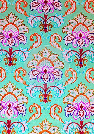 A colored in old paisley pattern. Stock Photo