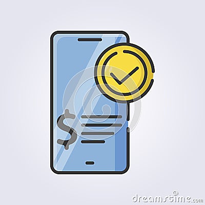 colored outline online success payment icon logo vector illustration design Cartoon Illustration