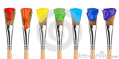 Colored paint brushes Stock Photo