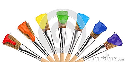 Colored paint brushes Stock Photo