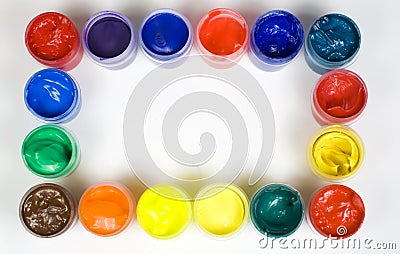 Colored paint jar frame Stock Photo