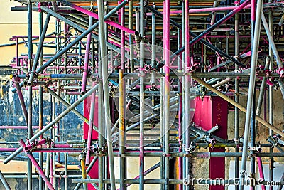 Colored painted scaffolding Stock Photo