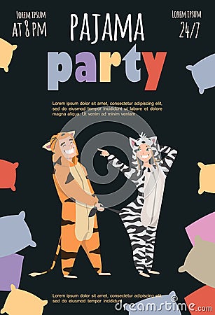 Colored pajama party poster. Vector template Slumber party Vector Illustration