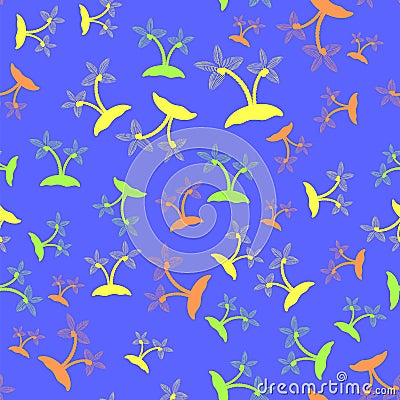 Colored Palm Seamless Pattern Vector Illustration