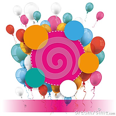 Colored Paper Circles Balloons Banner Vector Illustration