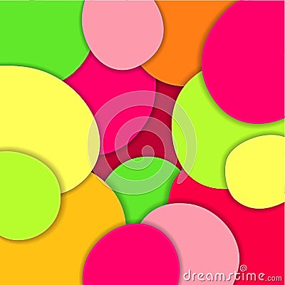 Colored paper waves, 3D abstract, geometric background texture layers of depth in shades of green, yellow, pink, orange, red. Vector Illustration