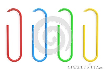 Colored Paperclips and Paper, 3D rendering Stock Photo