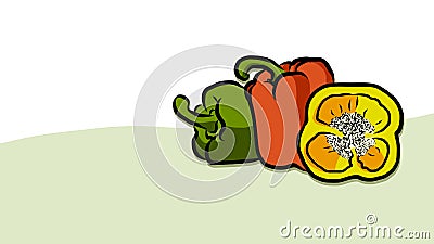 Colored Paprika Vector Card Vector Illustration