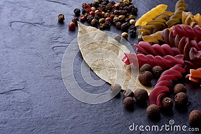 Spices and Eco pasta from Italy Stock Photo