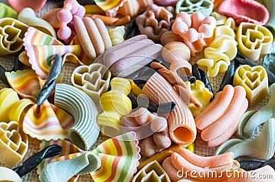 Colored pasta Stock Photo