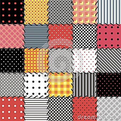 Colored patchwork quilt from different pieces Stock Photo