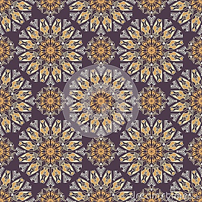 Colored pattern with decorative symmetric ornaments Vector Illustration