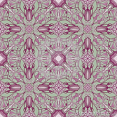 Colored pattern with decorative symmetric ornaments Vector Illustration