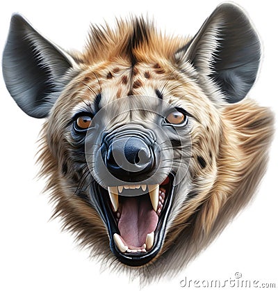 Colored-pencil sketch of a hyena. AI-Generated. Stock Photo