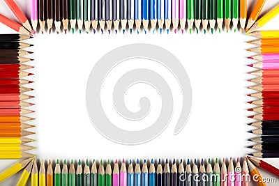 Colored Pencils Abstract Border Stock Photo