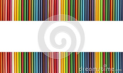 Colored pencils are arranged in a row on a light yellow background Stock Photo