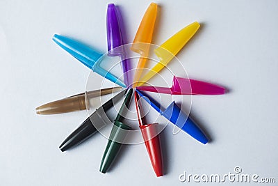 Colored pencils details still photograph. High quality photo Stock Photo