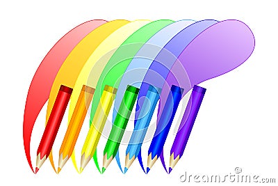 Colored pencils draw the rainbow Vector Illustration