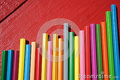 Success graphic chart Abstract Colored pencils red table Stock Photo