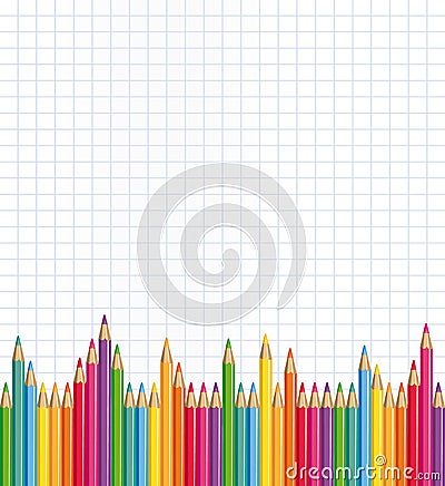 Colored pencils school background Vector Illustration