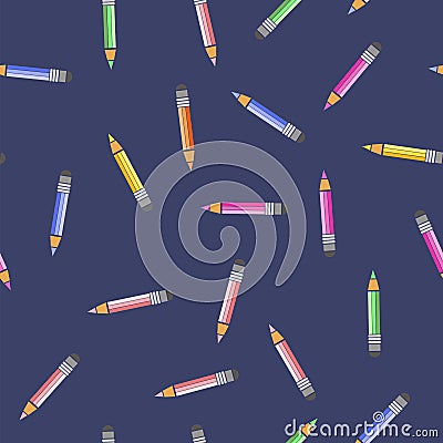 Colored Pencils Seamless Pattern Vector Illustration