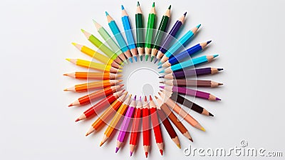 Colored pencils stacked in a circle Stock Photo