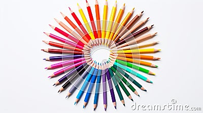Colored pencils stacked in a circle Stock Photo
