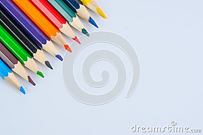 Colored pencils with white bachground Stock Photo