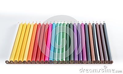 Colored pencils on white background 25 pcs, Stock Photo