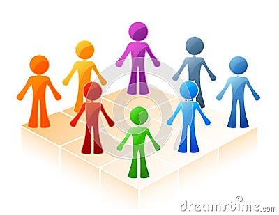 Colored people circle Cartoon Illustration