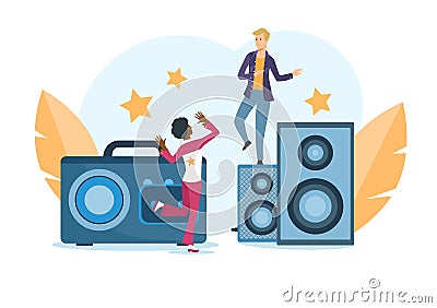 Colored person on dance floor at night club Vector Illustration