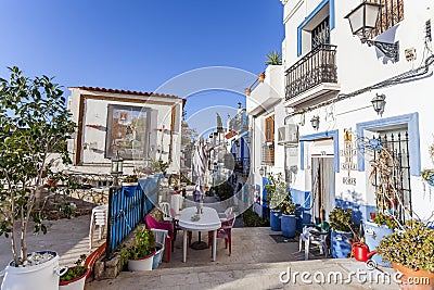 Colored picturesque houses, street.Typical neighborhood histori Editorial Stock Photo