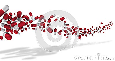 Colored pills and capsule on white background Stock Photo