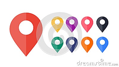 Map pin flat design style modern icon. Simple red pointer minimal vector symbol. Marker sign. Vector Illustration