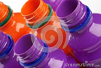 Colored plastic bottles Stock Photo