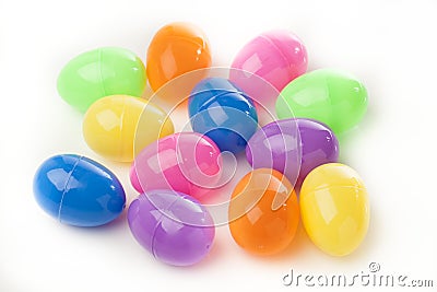 Colored Plastic Easter Eggs Stock Photo