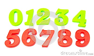 Colored Plastic Magnetic Numbers Stock Photo