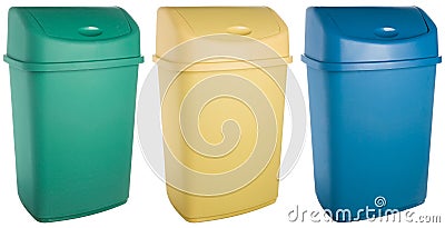 Colored plastic selective trash can Stock Photo