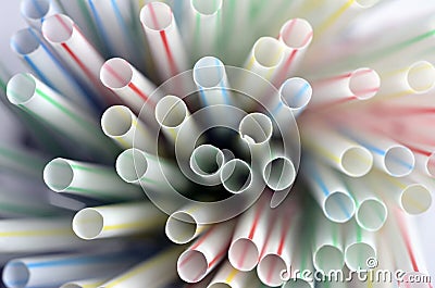 Colored plastic straws Stock Photo