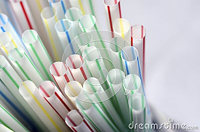 Colored plastic straws Stock Photo