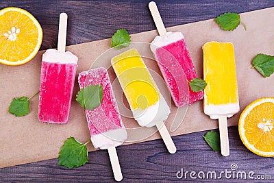Colored popsicles Stock Photo
