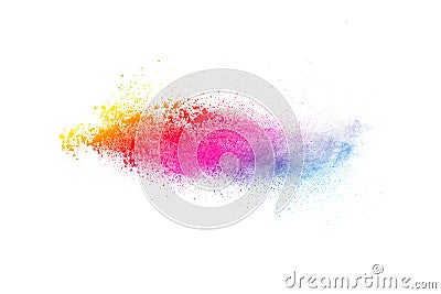 Colored powder splatted on white background Stock Photo