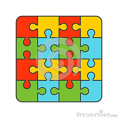 colored puzzle square. Vector Illustration