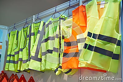 Colored, reflective vests for drivers and workers Stock Photo