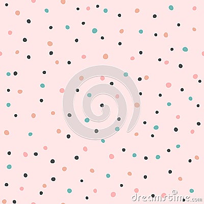 Colored repeating irregular polka dot. Seamless pattern with rounded spots drawn by hand. Vector Illustration