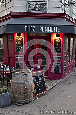 typical restaurant in Paris Editorial Stock Photo